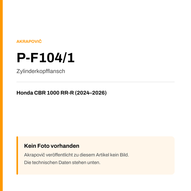 Akrapovic Zylinderkopfflansch Honda CBR 1000 RR-R (24-26) P-F104/1 — Platzhalter, kein Herstellerfoto verfügbar