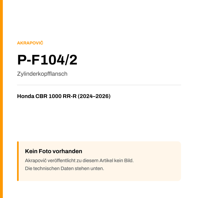 Akrapovic Zylinderkopfflansch Honda CBR 1000 RR-R (24-26) P-F104/2 — Platzhalter, kein Herstellerfoto verfügbar