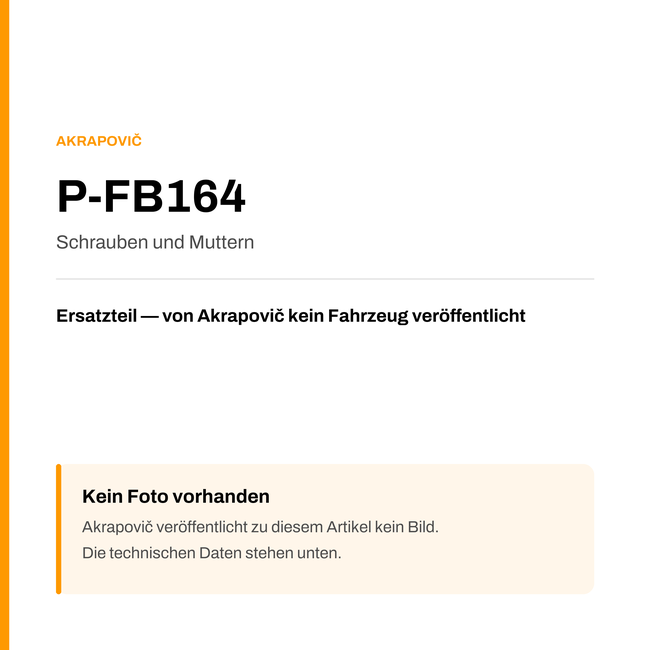 Akrapovic Schrauben und Muttern P-FB164 — Platzhalter, kein Herstellerfoto verfügbar