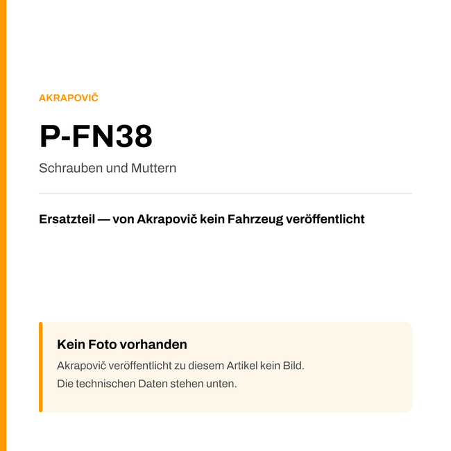 Akrapovic Schrauben und Muttern P-FN38 — Platzhalter, kein Herstellerfoto verfügbar