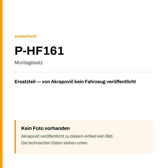 Akrapovic Montagesatz P-HF161 — Platzhalter, kein Herstellerfoto verfügbar