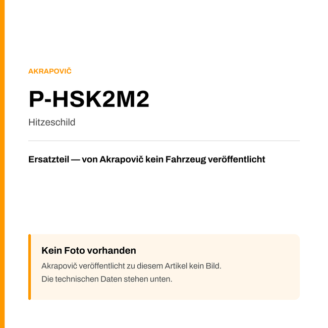Akrapovic Hitzeschild P-HSK2M2 — Platzhalter, kein Herstellerfoto verfügbar