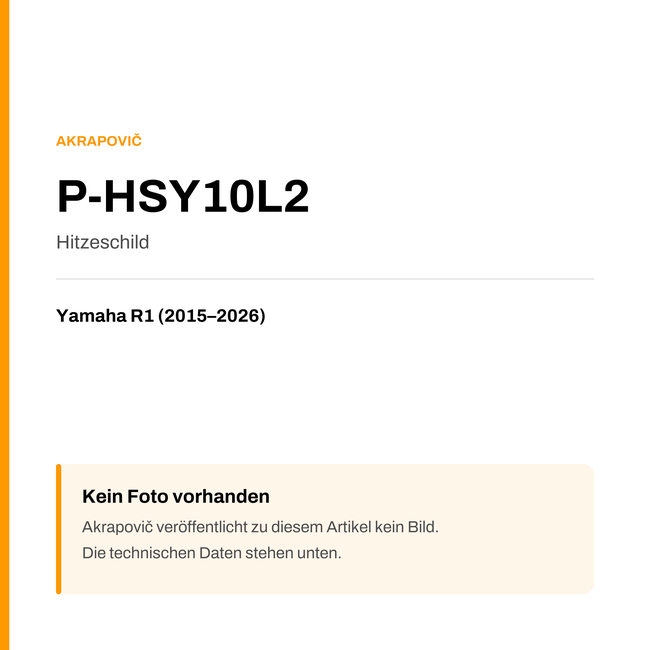 Akrapovic Hitzeschild Yamaha R1 (15-26) P-HSY10L2 — Platzhalter, kein Herstellerfoto verfügbar