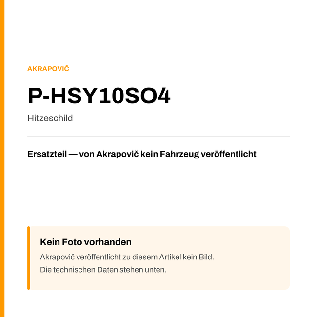 Akrapovic Hitzeschild P-HSY10SO4 — Platzhalter, kein Herstellerfoto verfügbar