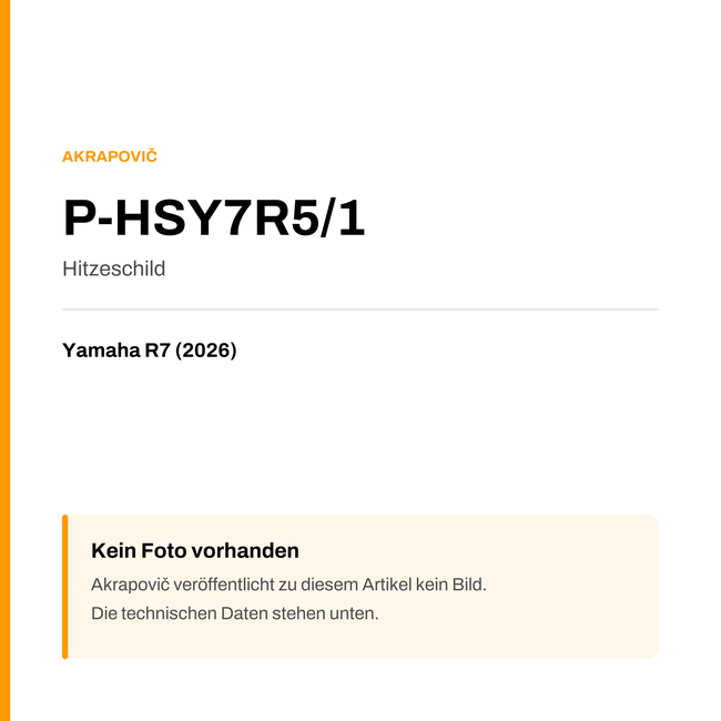 Akrapovic Hitzeschild Yamaha R7 (26-26) P-HSY7R5/1 — Platzhalter, kein Herstellerfoto verfügbar