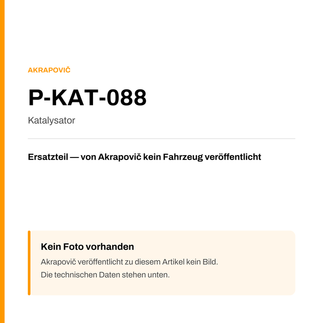 Akrapovic Katalysator P-KAT-088 — Platzhalter, kein Herstellerfoto verfügbar