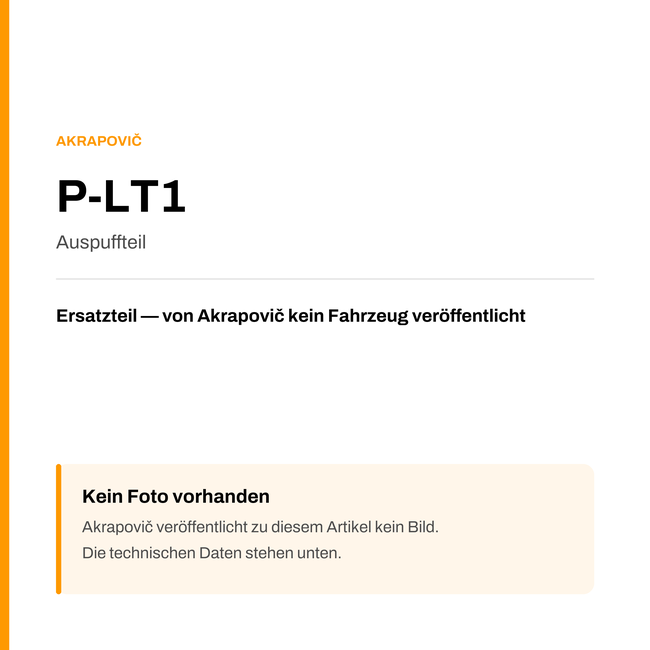 Akrapovic Auspuffteil P-LT1 — Platzhalter, kein Herstellerfoto verfügbar