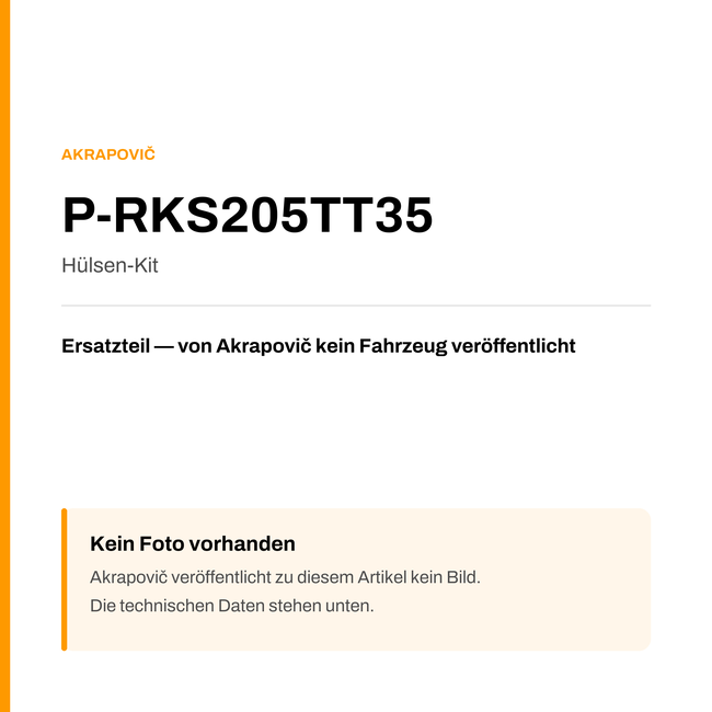 Akrapovic Hülsen-Kit P-RKS205TT35 — Platzhalter, kein Herstellerfoto verfügbar