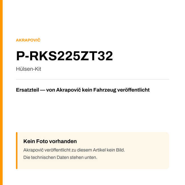 Akrapovic Hülsen-Kit P-RKS225ZT32 — Platzhalter, kein Herstellerfoto verfügbar