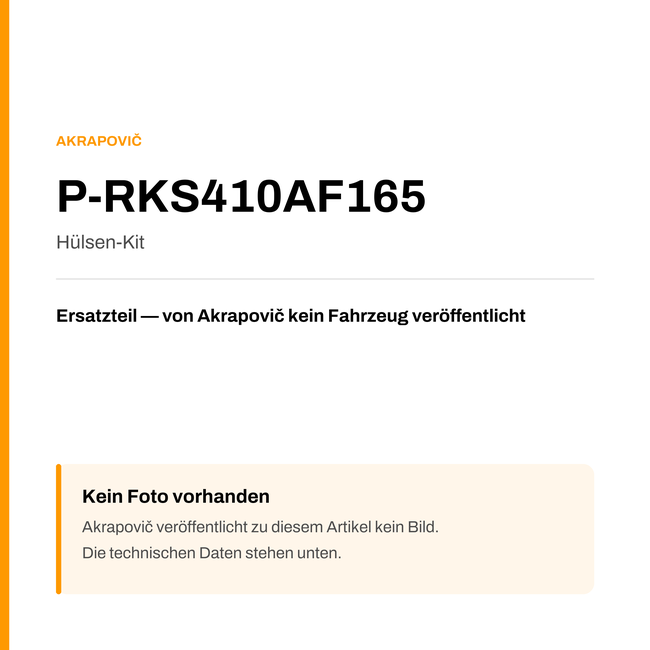 Akrapovic Hülsen-Kit P-RKS410AF165 — Platzhalter, kein Herstellerfoto verfügbar