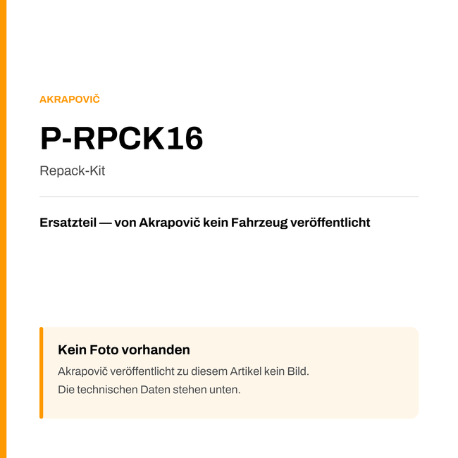 Akrapovic Repack-Kit P-RPCK16 — Platzhalter, kein Herstellerfoto verfügbar