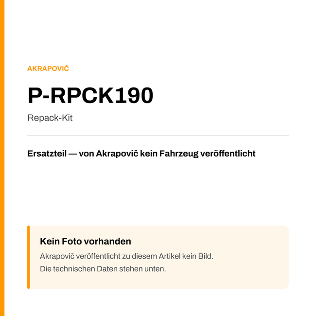 Akrapovic Repack-Kit P-RPCK190 — Platzhalter, kein Herstellerfoto verfügbar