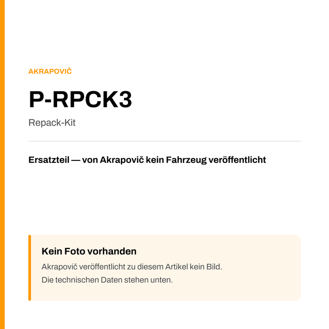 Akrapovic Repack-Kit P-RPCK3 — Platzhalter, kein Herstellerfoto verfügbar