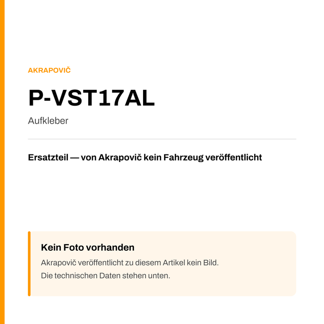 Akrapovic Aufkleber P-VST17AL — Platzhalter, kein Herstellerfoto verfügbar
