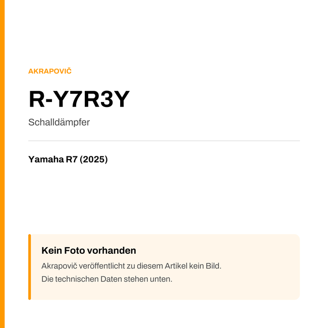 Akrapovic Schalldämpfer Yamaha R7 (25-25) R-Y7R3Y — Platzhalter, kein Herstellerfoto verfügbar