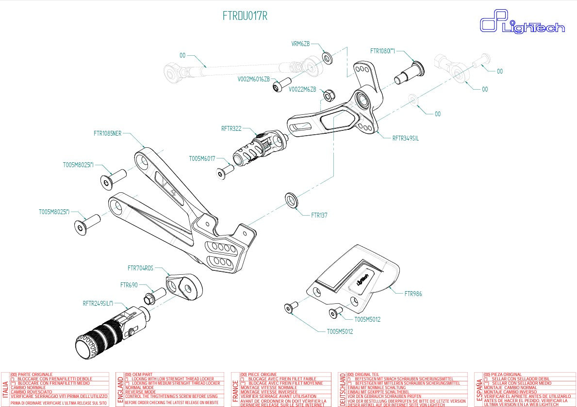 Fußrastenanlage R LighTech Ducati Panigale V4/S/R (25-26) FTRDU017R