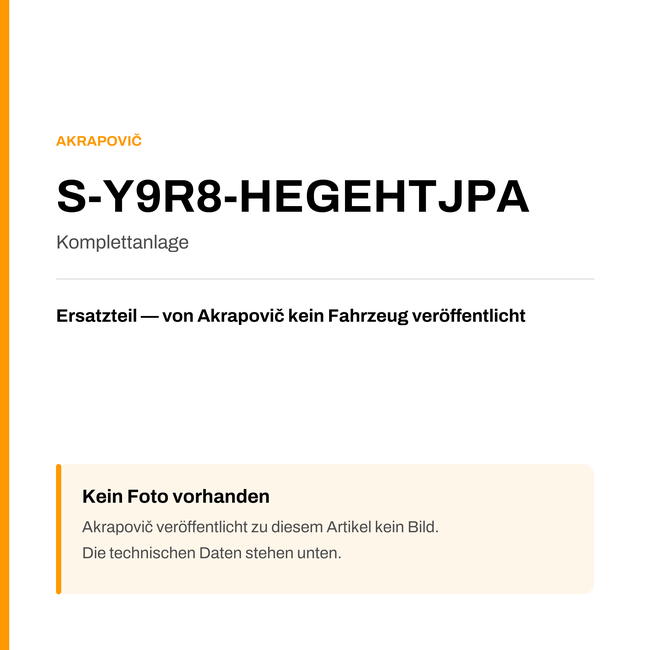 Akrapovic Komplettanlage S-Y9R8-HEGEHTJPA — Platzhalter, kein Herstellerfoto verfügbar