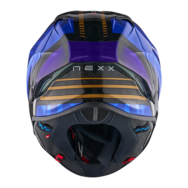 Nexx X.R3R Helm Swirl Carbon Tiefblau Gold 01XR323489126