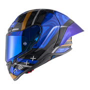 Nexx X.R3R Helm Swirl Carbon Tiefblau Gold 01XR323489126