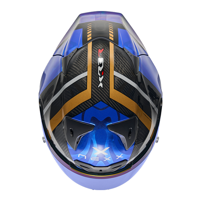 Nexx X.R3R Helm Swirl Carbon Tiefblau Gold 01XR323489126