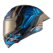 Nexx X.R3R Helm Swirl Carbon Himmelblau Gold 01XR323489780