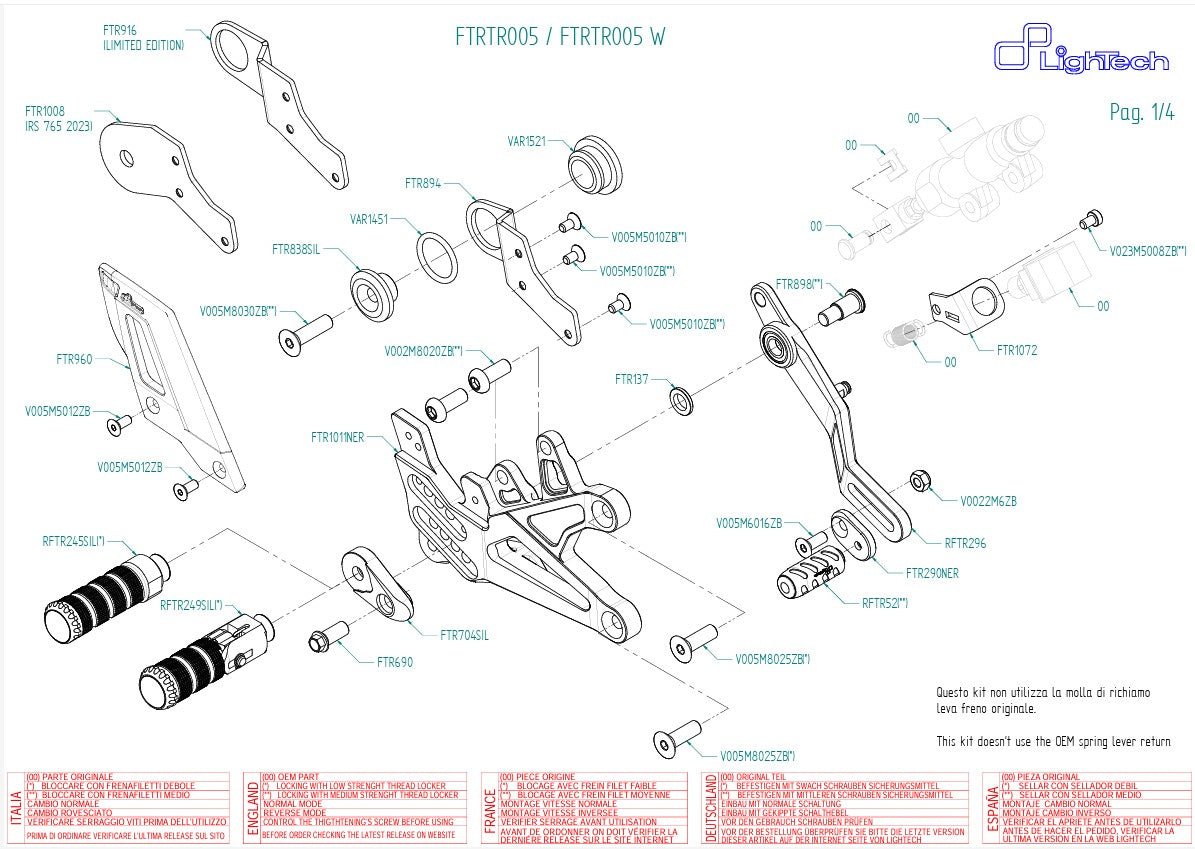 Fußrastenanlage LighTech Triumph Daytona 675/765 (13-21) FTRTR005