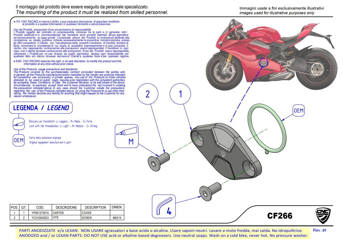 Zündungsdeckel / Timing Inspection Cover Pramac Racing Limited Edition CNC Racing Ducati Panigale V4/S (2025-2026) CF266PR
