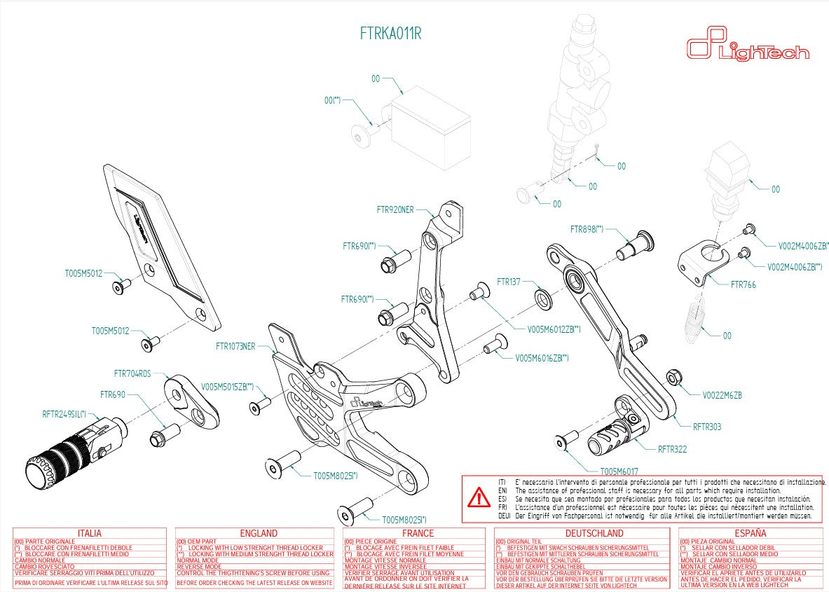 Fußrastenanlage R LighTech Kawasaki ZX-10 R/RR (21-26) FTRKA011R