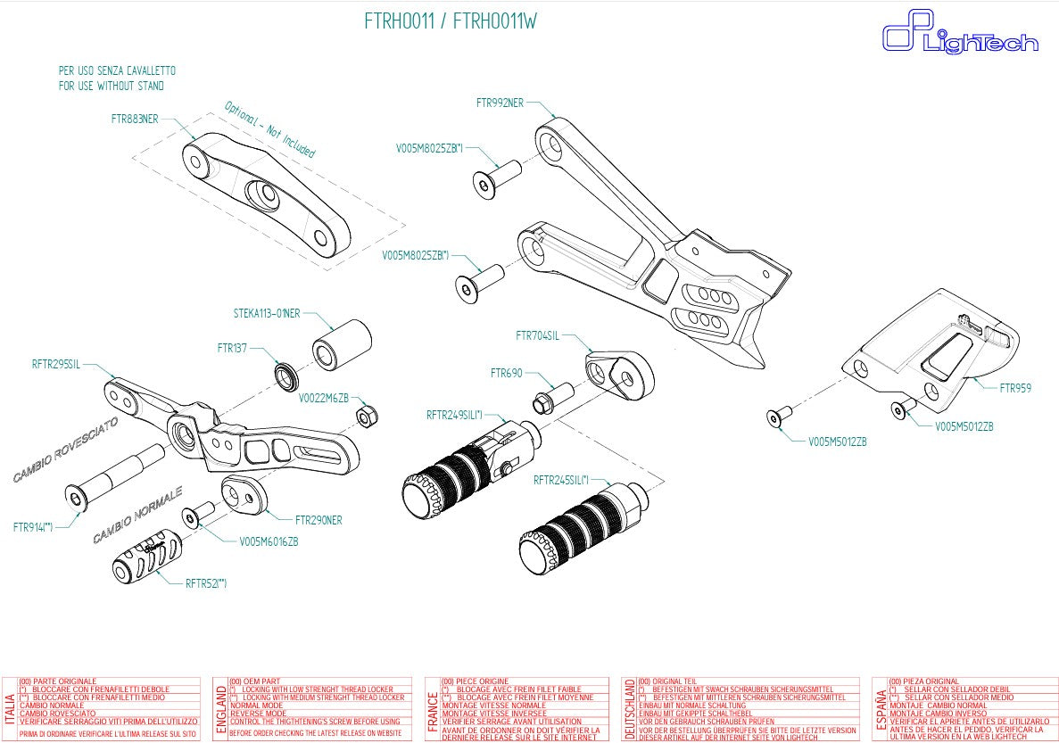 Fußrastenanlage LighTech Honda CBR 1000 RR-R SC82 (20-26) FTRHO011/W