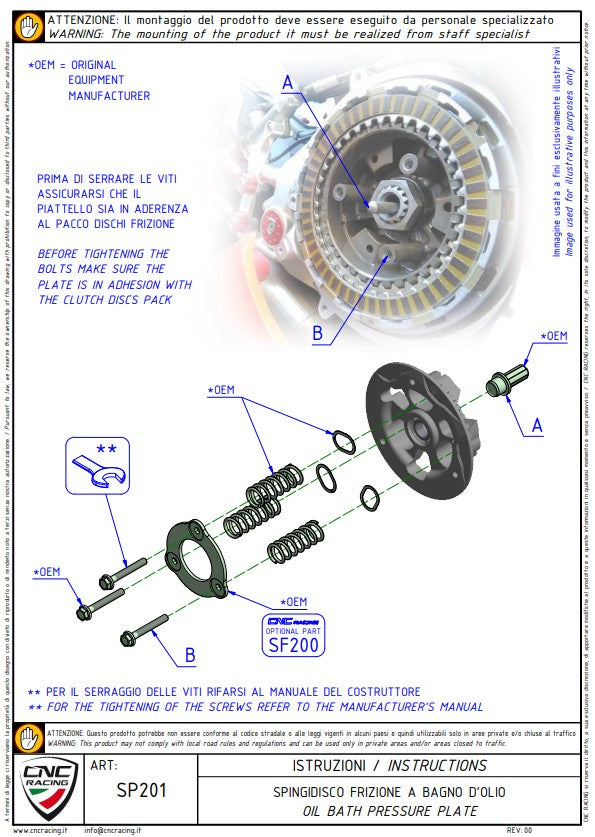 Druckplatte Kupplung CNC Racing Ducati Panigale V4/S (25-26) SP201