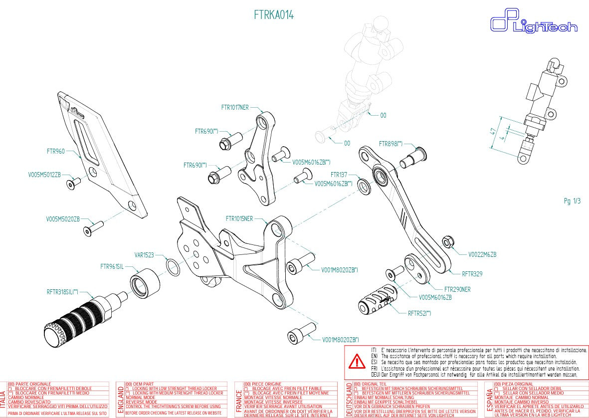 Fußrastenanlage Track-Use LighTech Kawasaki ZX-4 RR (23-25) FTRKA014
