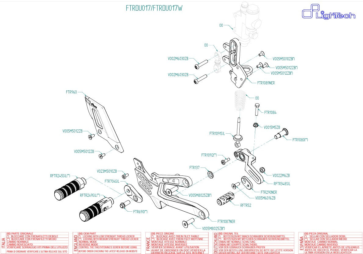 Fußrastenanlage LighTech Ducati Panigale V4/S/R (25-26) FTRDU017/W