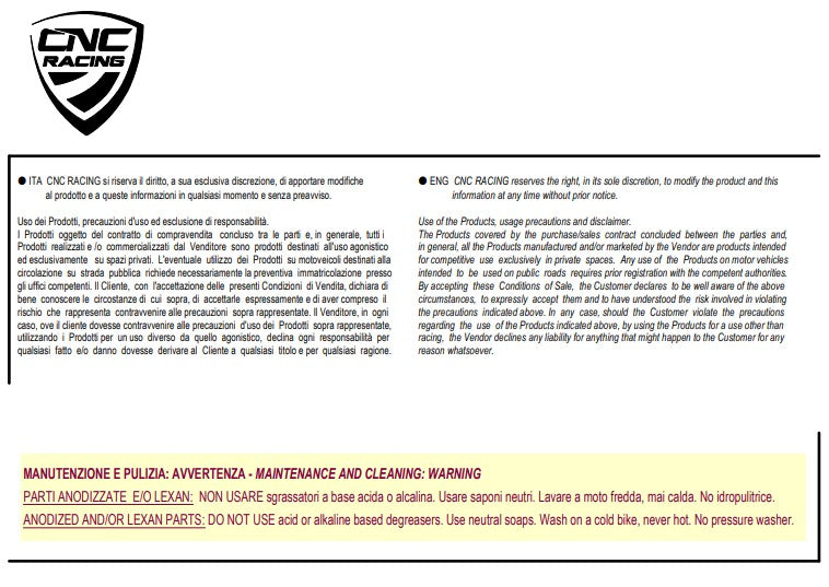 Tankdeckel mit Schnellverschluss Livery Tricolore CNC Racing Ducati Panigale V4/S/R (25-26) TS401R