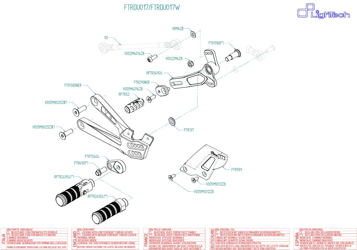 Fußrastenanlage LighTech Ducati Panigale V4/S/R (25-26) FTRDU017/W