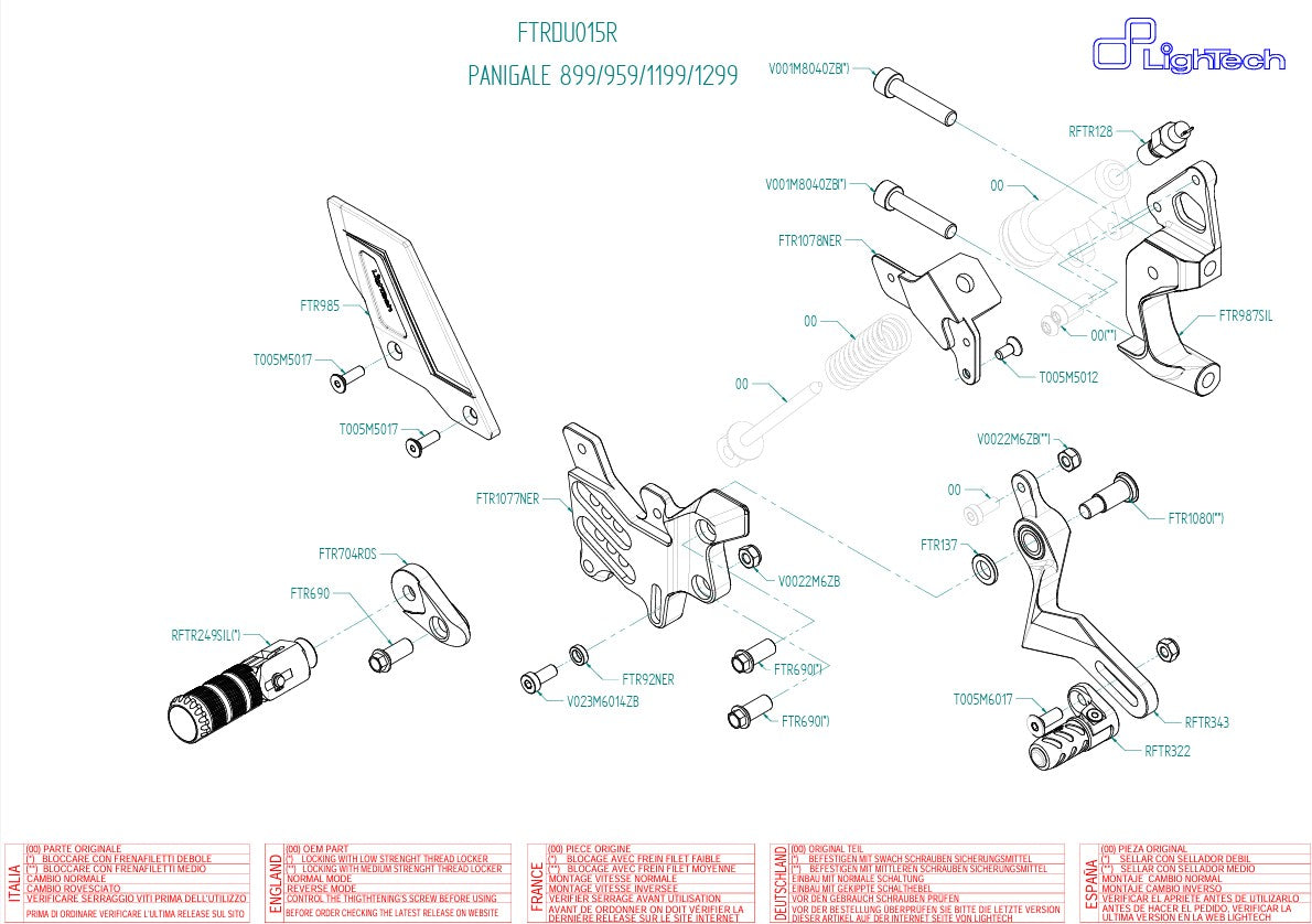 Fußrastenanlage R LighTech Ducati Panigale 899 (13-16) FTRDU015R