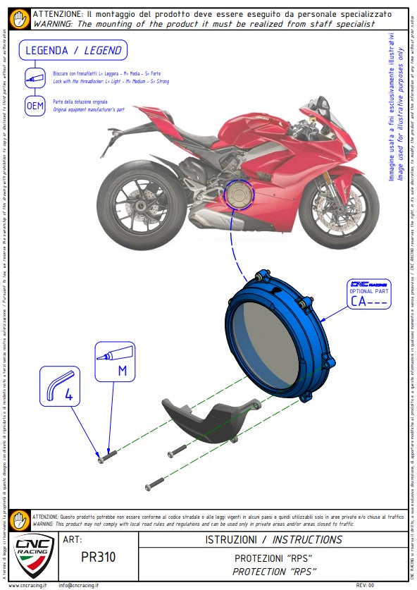 Aluminium Kupplung Protektor Schutzabdeckung CNC Racing Ducati Panigale V4/S (25-26) PR310