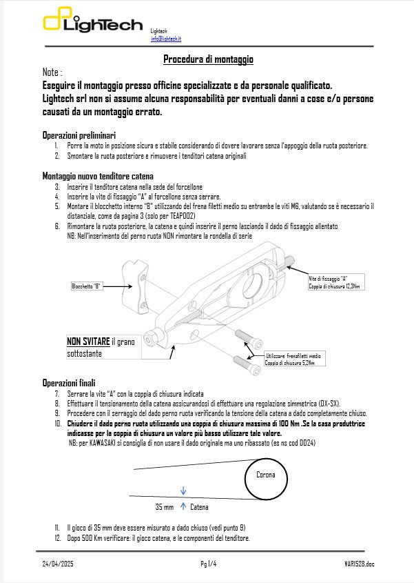 Kettenspanner LighTech BMW S1000RR K46 (09-18) TEBM002