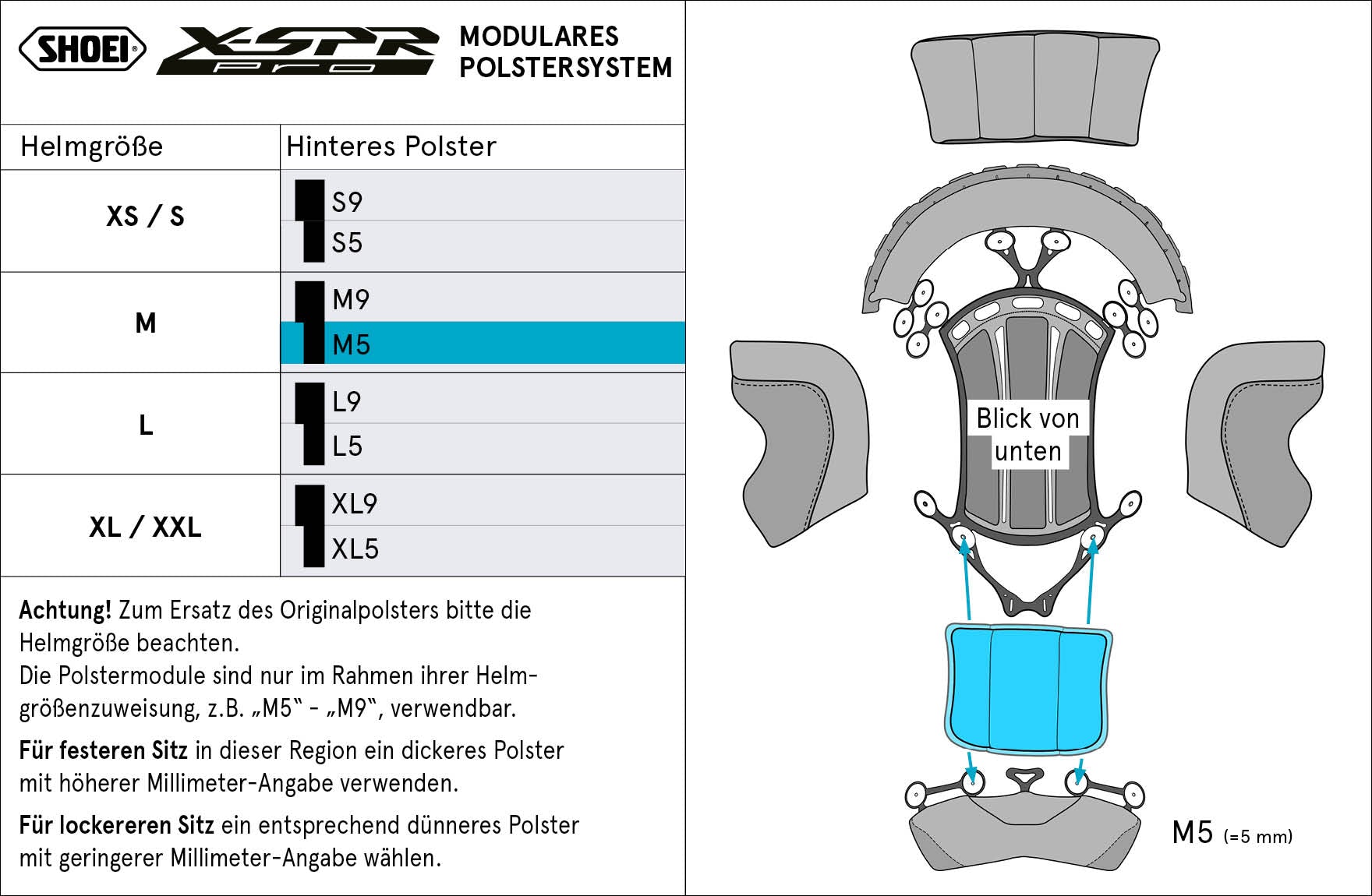 Shoei Kopfpolster Hinten M5 (XPRO) Type-P für X-SPR PRO