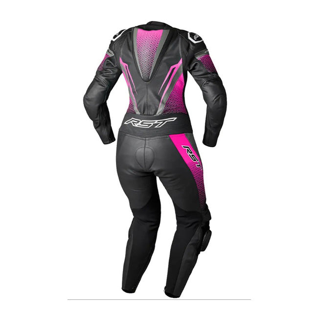 RST Tractech EVO D3O Einteiler Lederkombi – Perforierter Rennanzug | Frauen | Schwarz/Pink | 103643