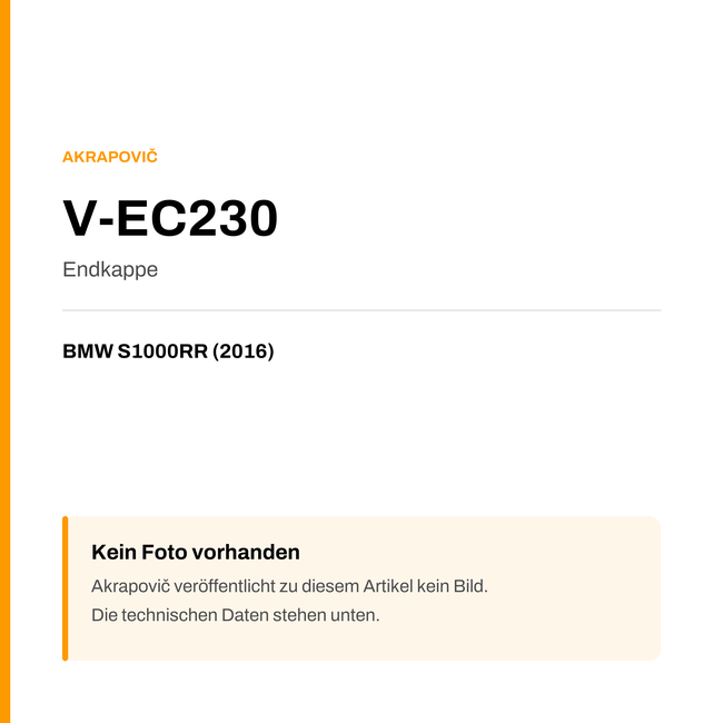 Akrapovic Endkappe BMW S1000RR (16-16) V-EC230 — Platzhalter, kein Herstellerfoto verfügbar