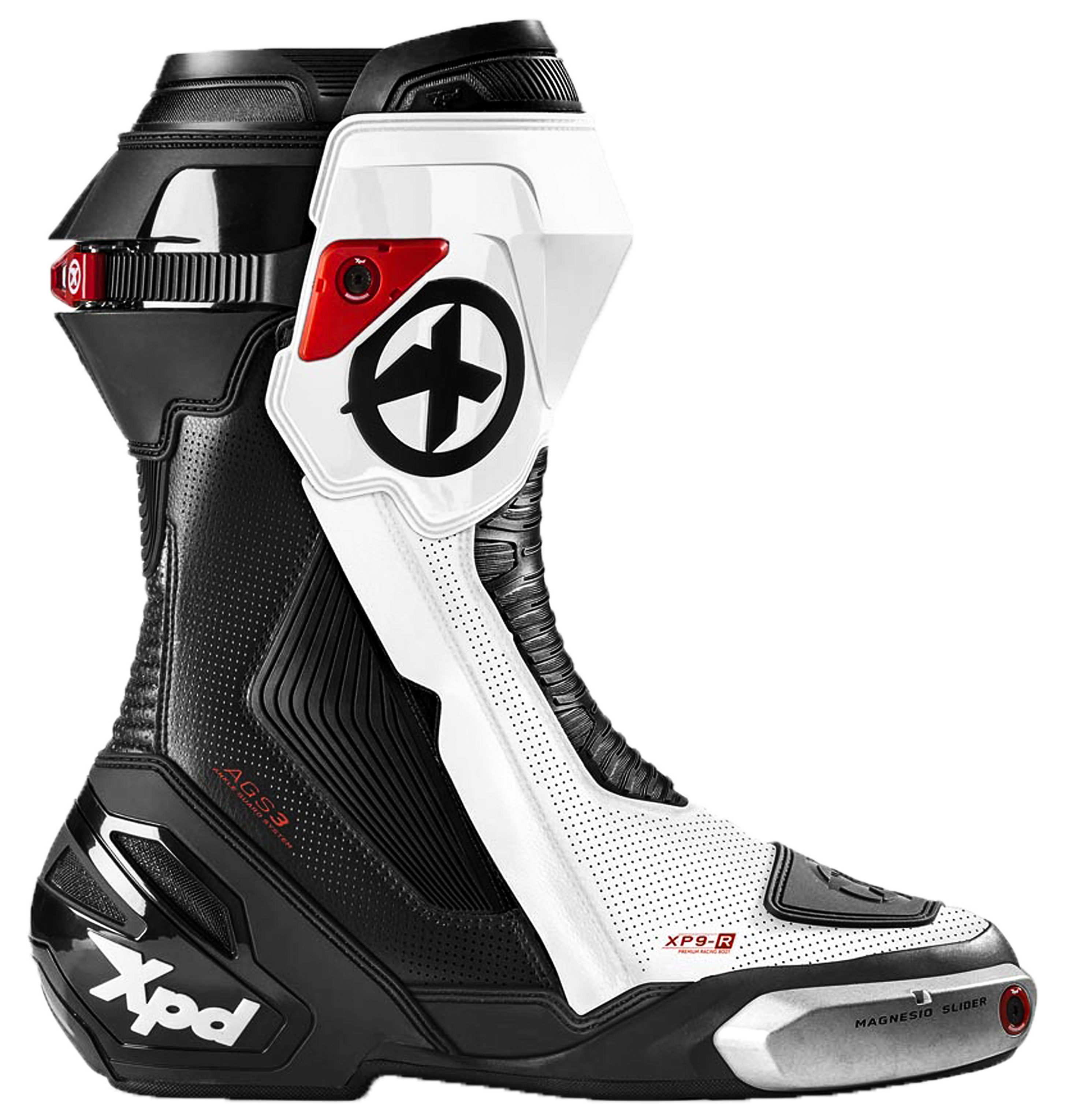 XPD XP9-R AIR perforierter Racing und Straßen Motorradstiefel | Herren | Weiß/Schwarz