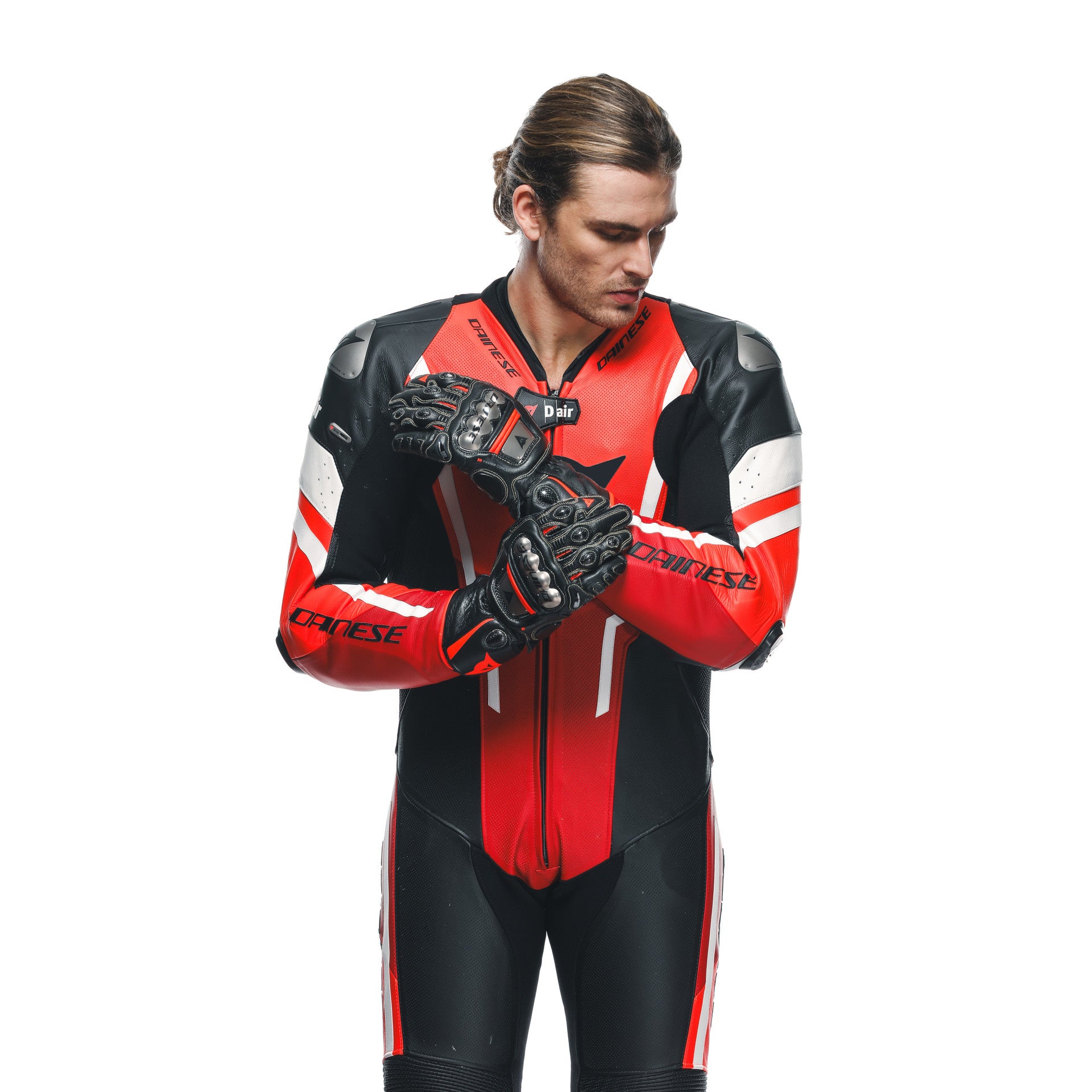 Dainese Misano 3 D-AIR® Einteiler Lederkombi – Perforierter Airbag Rennanzug | Herren | Rot