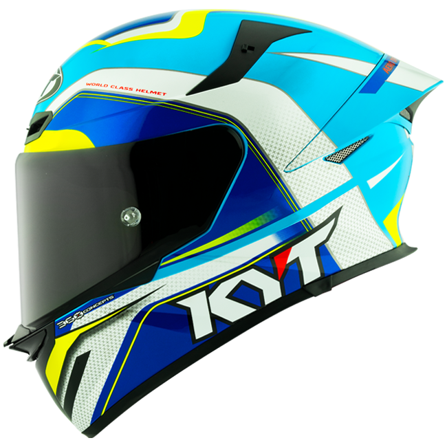 KYT TT-Revo Helm Grand Prix White Light Blue Y6TR0004