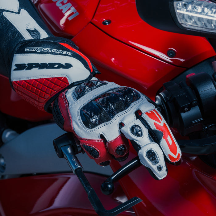 Spidi Carbo Track Evo Racing Motorrad Lederhandschuhe | Herren | Rot | A203014