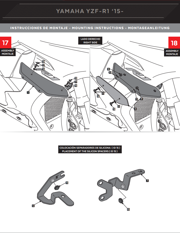 Puig Winglets Spoiler Downforce Yamaha YZF-R1/M RN32 RN49 (15-19) 9766