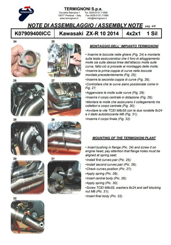 Termignoni Komplettanlage Edelstahl Kawasaki ZX-10 R/RR (16-20) K07909400ICC