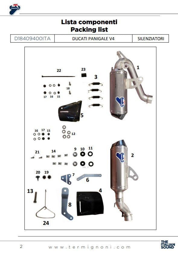 Termignoni Slip-On Kit Ducati Panigale V4/S/R (18-24) D18409400ITA