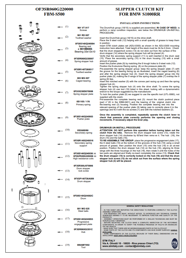 STM EVO GP Trockenkupplung BMW S1000RR K46 (09-18) KTT-1300
