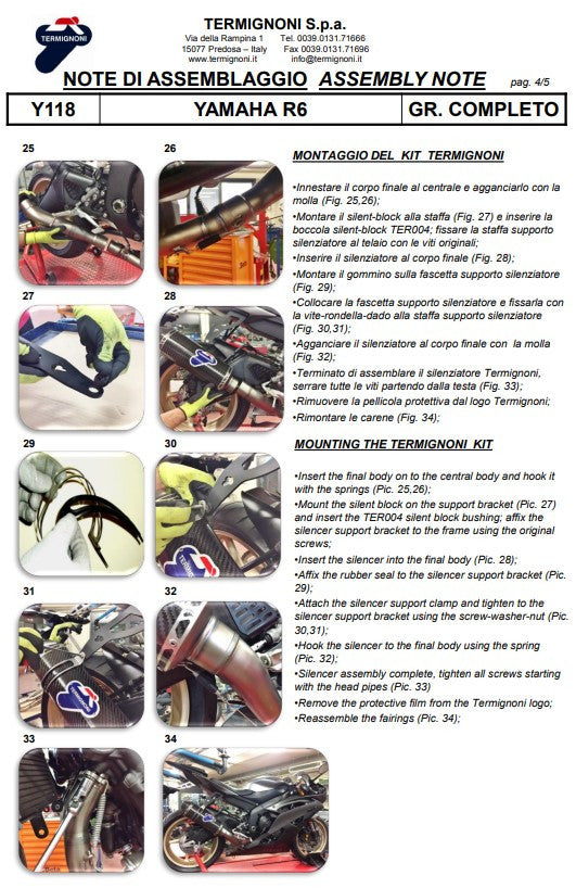 Termignoni Komplettanlage Titanium Kit-SSP Version Yamaha YZF-R6 (06-25) Y11810200TCC