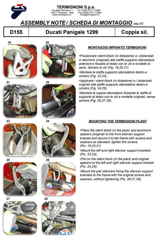 Termignoni Slip-On Kit Carbon Ducati Panigale 959 (16-19) D155102CPT+D155Y2